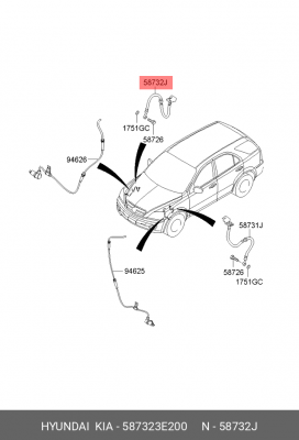 Шланг тормозной 587323E200 HYUNDAI KIA