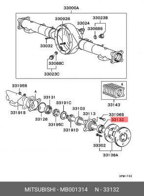 Уплотняющее кольцо, дифференциал MB001314 MITSUBISHI