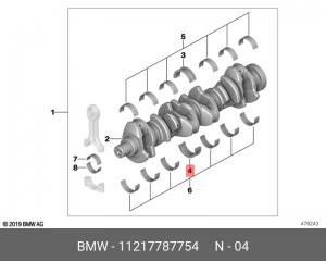 Вкладыши коренные коленвала 11 21 7 787 754 BMW