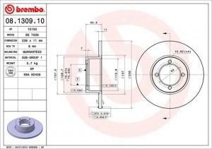 Тормозной диск 08.1309.10 BREMBO
