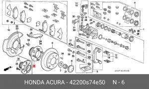 Комплект подшипника ступицы колеса 42200S74E50 HONDA