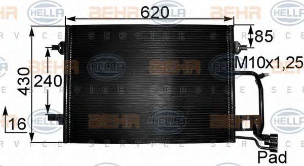 Конденсатор, кондиционер 8FC 351 038-421 HELLA