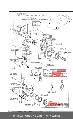 Ремкомплект, тормозной суппорт G030-49-250 MAZDA