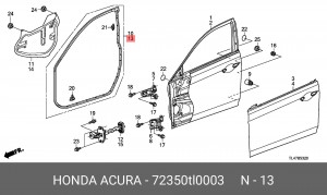 Уплотнитель дверного проема 72350TL0003 HONDA