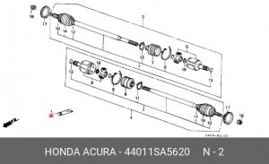 Шарнирный комплект, приводной вал 44011SA5620 HONDA