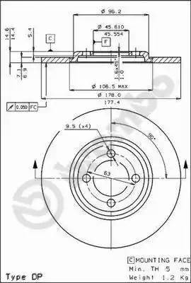 Тормозной диск 08229820 BREMBO