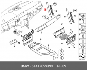 Накладка обшивки двери 51 41 7 899 399 BMW
