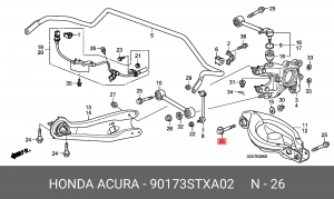 Болт регулировочный схода - развала 90173STXA02 HONDA