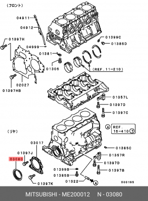 Уплотняющее кольцо, коленчатый вал ME200012 MITSUBISHI