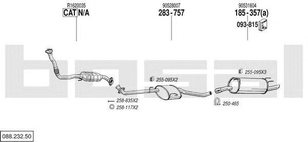 Система выпуска ОГ 08823250 BOSAL