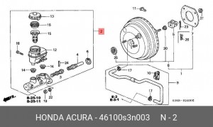 Главный тормозной цилиндр 46100S3N003 HONDA
