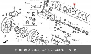 Комплект тормозных колодок, диско 43022-SV4-A20 HONDA