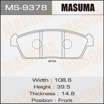Колодки тормозные дисковые MS9378 MASUMA