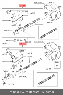Главный тормозной цилиндр 585102E500 HYUNDAI KIA