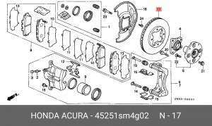 Тормозной диск 45251SM4G02 HONDA