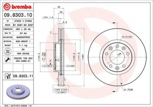 Тормозной диск 09.8303.10 BREMBO