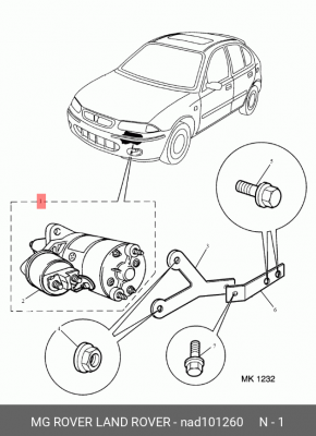 Стартер NAD101260 MG ROVER LAND ROVER