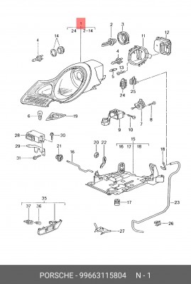 Основная фара 99663115804 PORSCHE
