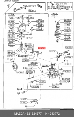 Зазубренный штифт S21324377 MAZDA