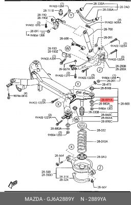 Подвеска, рычаг независимой подвески колеса GJ6A2889Y MAZDA