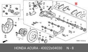 Комплект тормозных колодок, диско 43022S04030 HONDA