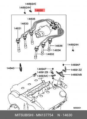 Провода высоковольтные системы зажигания (комплект) MN137754 MITSUBISHI