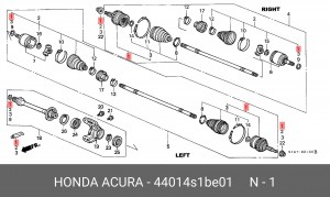 Шарнирный комплект, приводной вал 44014S1BE01 HONDA