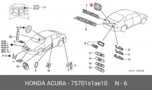 Эмблема 75701S1AE10 HONDA