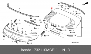 Стекло заднее 73211SMGE11 HONDA