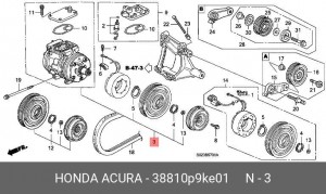 Компрессор, кондиционер 38810P9KE01 HONDA