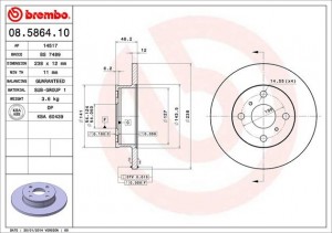 Тормозной диск 08.5864.10 BREMBO