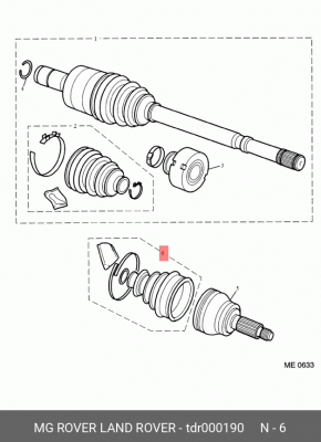 Шарнирный комплект, приводной вал TDR000190 MG ROVER LAND ROVER