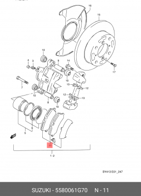 Комплект тормозных колодок, диско 5580061G70 SUZUKI