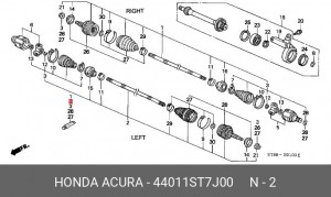 Шарнирный комплект, приводной вал 44011ST7J00 HONDA