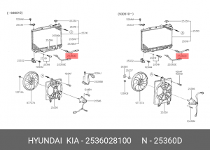 Термовыключатель, вентилятор радиатора 2536028100 HYUNDAI KIA