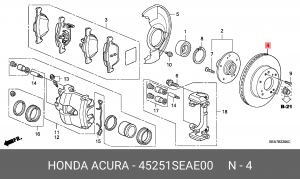 Тормозной диск 45251-SEA-E00 HONDA