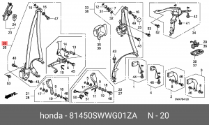 Ремень безопасности 81450SWWG01ZA HONDA