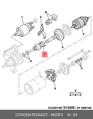 Привод с механизмом свободного хода, стартер 5835 F3 CITROEN PEUGEOT