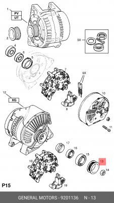 Ременный шкив, генератор 9201136 GENERAL MOTORS