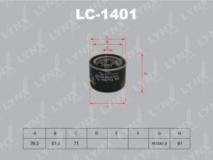 Фильтр масляный двигателя LC-1401 LYNXAUTO