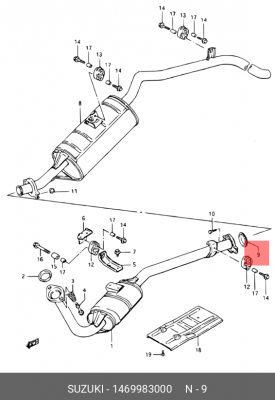 Уплотнительное кольцо, выпускной тр 14699-83000 SUZUKI