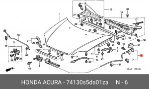 Трос замка открывания капота 74130S5DA01ZA HONDA