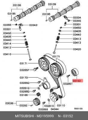 Ролик ремня ГРМ MD195999 MITSUBISHI