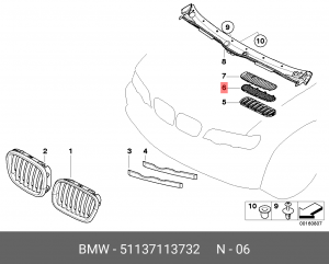Решетка бампера 51 13 7 113 732 BMW