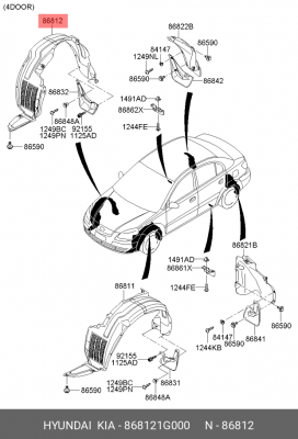 Подкрылок 868121G000 HYUNDAI KIA
