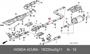 Средний глушитель выхлопных газов 18220SS0G11 HONDA