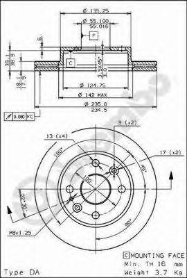 Тормозной диск 09586920 BREMBO