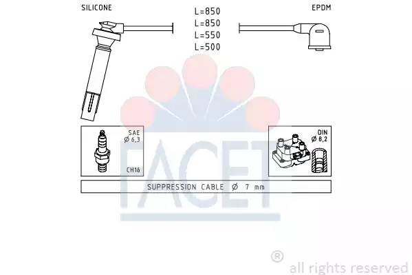 Ккомплект проводов зажигания 4.7106 FACET