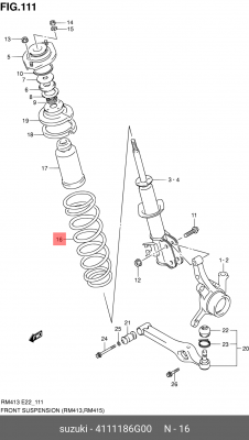 Пружина ходовой части 41111-86G00 SUZUKI