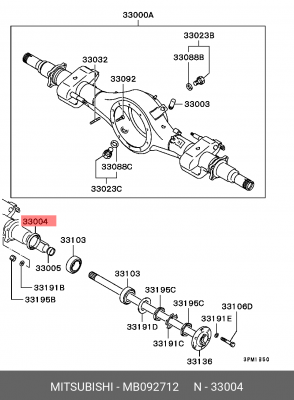 Уплотняющее кольцо, коленчатый вал MB092712 MITSUBISHI